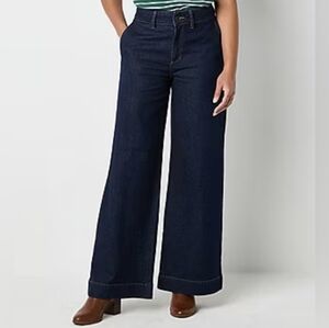 Liz Claiborne Women’s High Rise Wide Leg Dark Jeans Denim Trouser- Size 12 - NWT